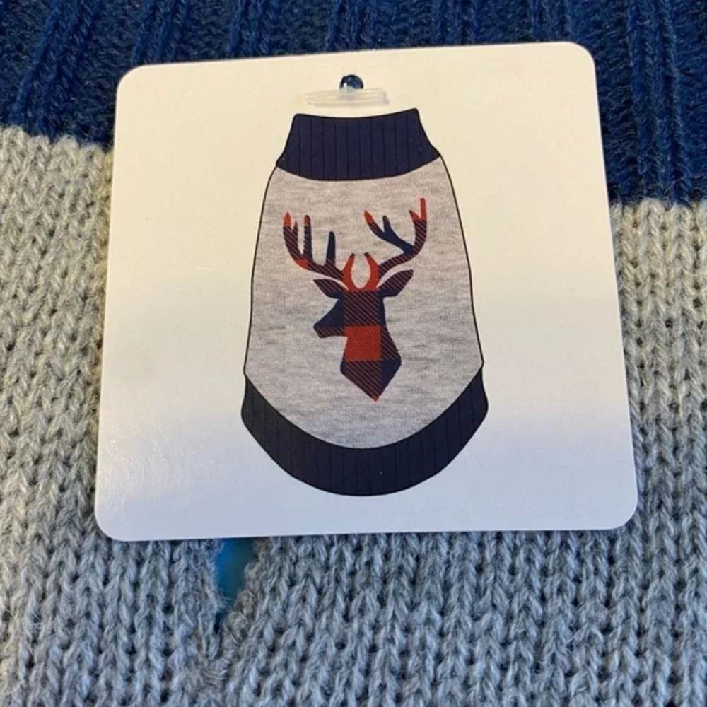 Vibrant Life Dog Sweater Size Medium Plaid Deer Christmas Pet‎ Clothes